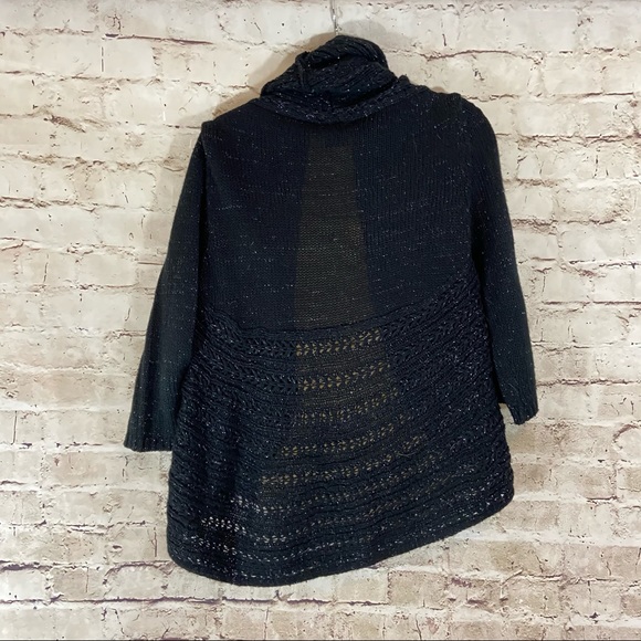 It’s our time black open knit cozy sweater size L - Picture 5 of 7